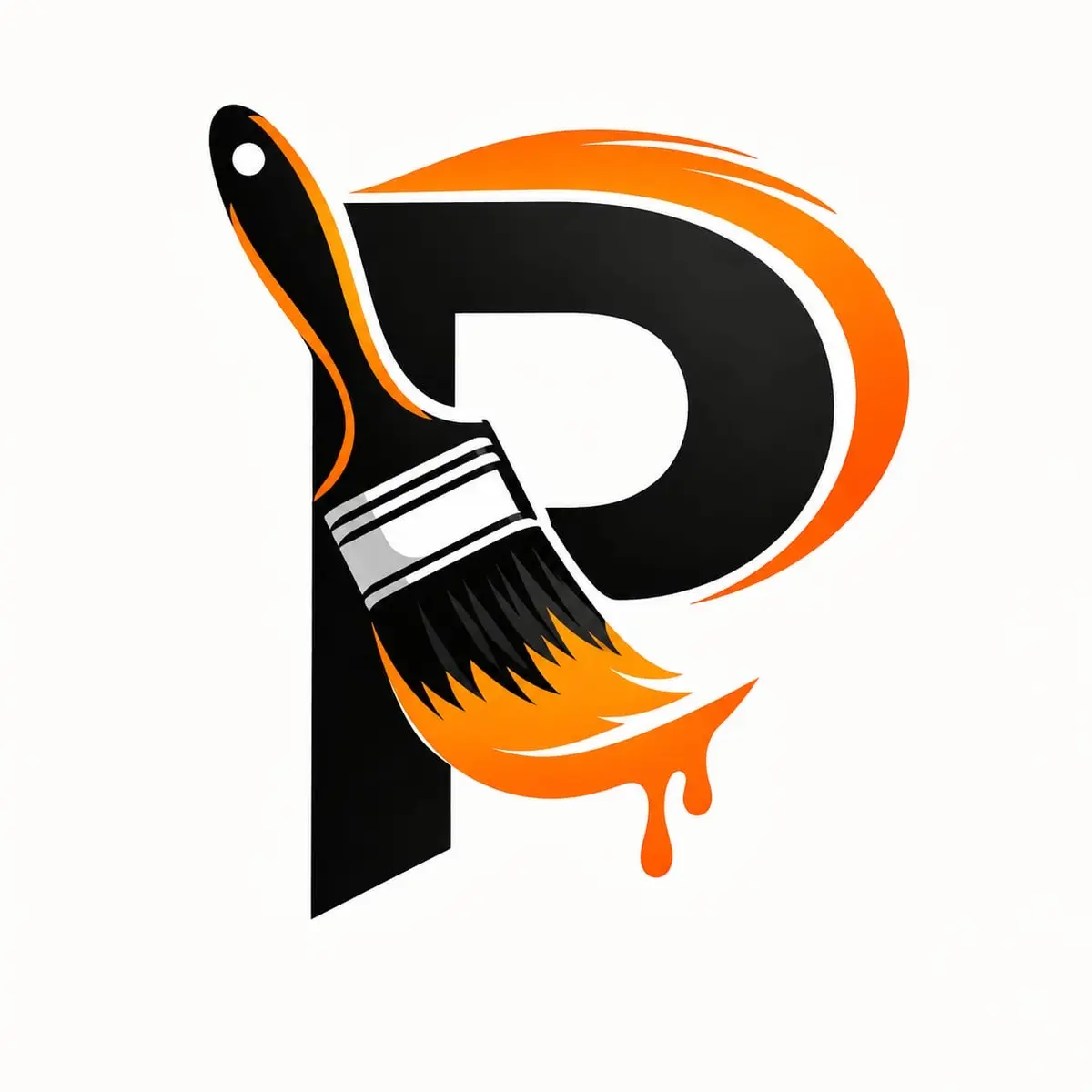 Stylized professional paint brush forming the letter P